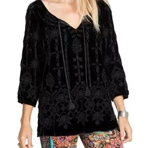 Johnny Was Althea Velvet Peasant Blouse